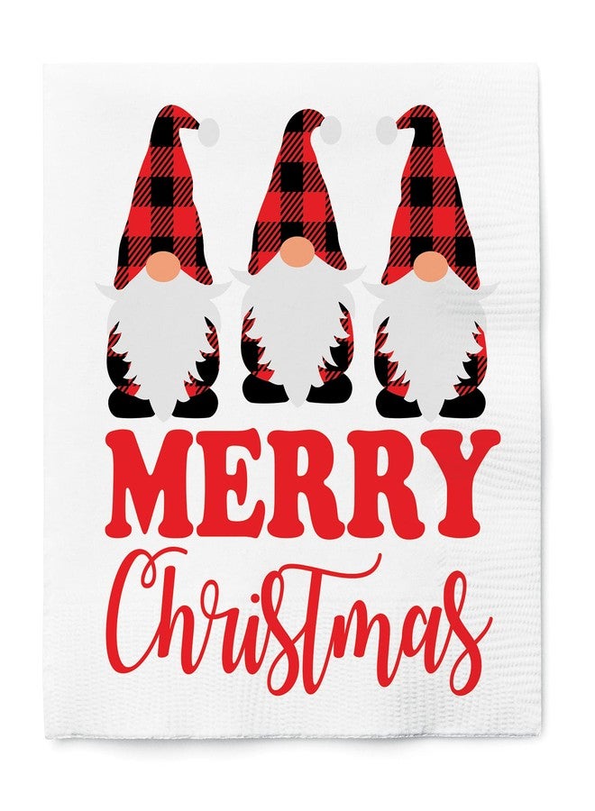 Graphique Cocktail Napkins - Plaid Merry Christmas Gnomes - 40-Count, 3-Ply - Restaurant, Bar, Party Paper Napkins, 5" x 5" - Image 1